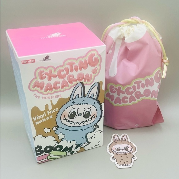 Pop Mart LABUBU Exciting Macaron TOFFEE Vinyl Plush Pendant In Pouch Authentic - Picture 3 of 10